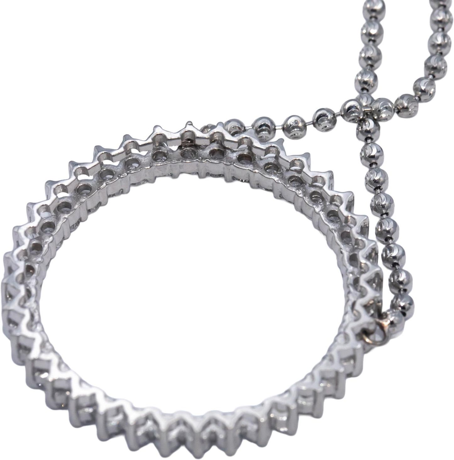 14k White Gold Lab Grown Round Diamond Circle Fixed Pendant Necklace 2.60CT