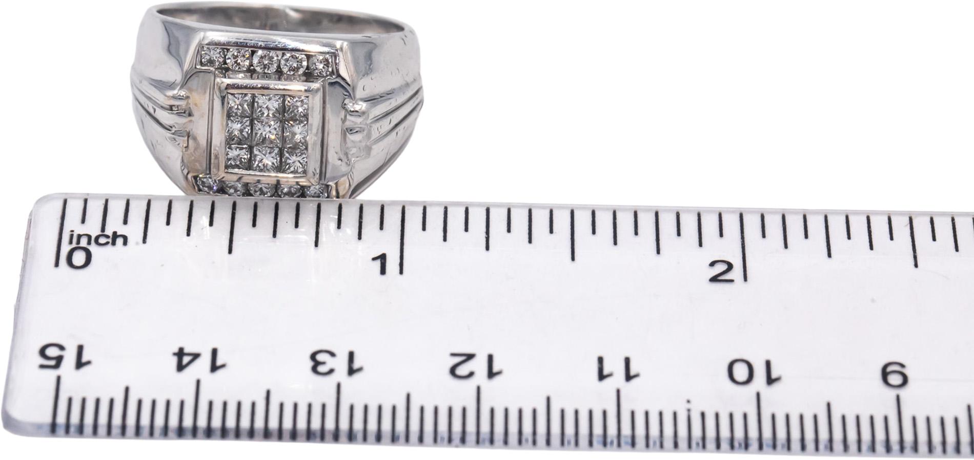 MAYOR'S 18k White Gold VS Princess & Round Diamond Men's Ring 1.0CT Size 8.5