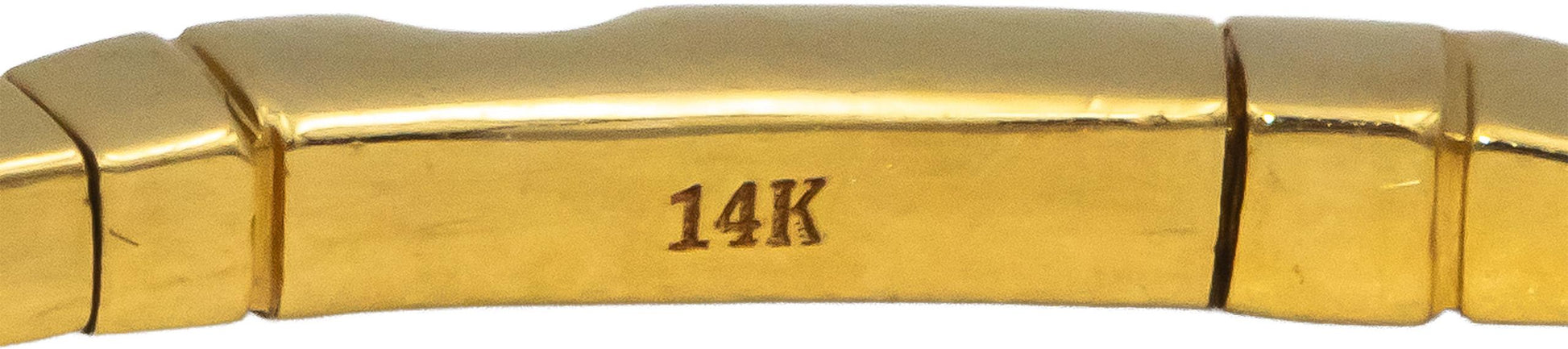 14k Yellow Gold VS Round Diamond Semi-Flexible 1/2 Around Bangle Bracelet 1.0CT