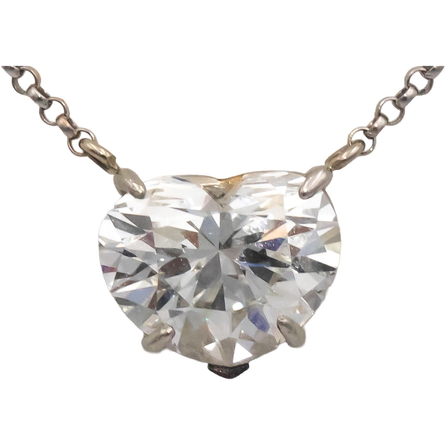 GIA Certified 14k White Gold VVS2/H Heart Cut Diamond Pendant Necklace 2.77CT