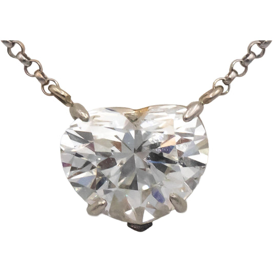 GIA Certified 14k White Gold VVS2/H Heart Cut Diamond Pendant Necklace 2.77CT
