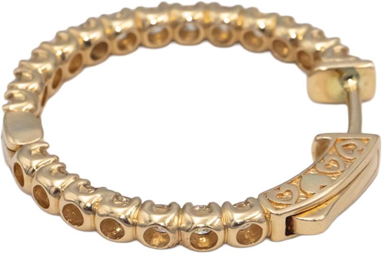 14k Yellow Gold Round Diamond Inside Out Circle Hoop Earrings 1.98CT
