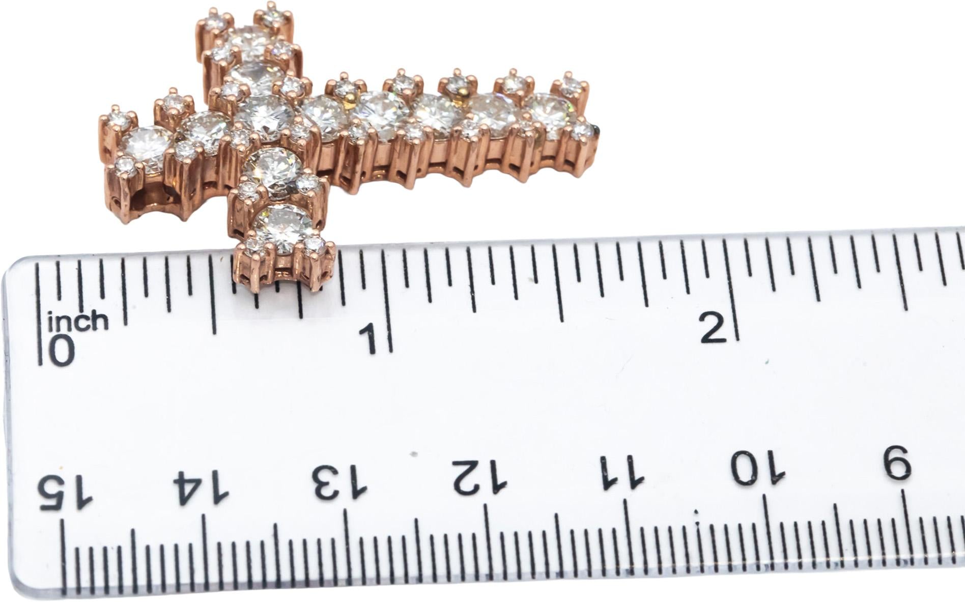 14k Rose Gold Jewelry Round Diamond Cross Crucifix Pendant 5.67CT