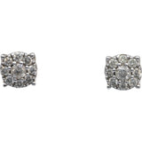 Round Diamond 10k White Gold Cluster Stud Earrings 1.20CT