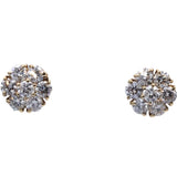 Round Diamond 14k Yellow Gold Flower Cluster Stud Screw Back Earrings 2.20CT