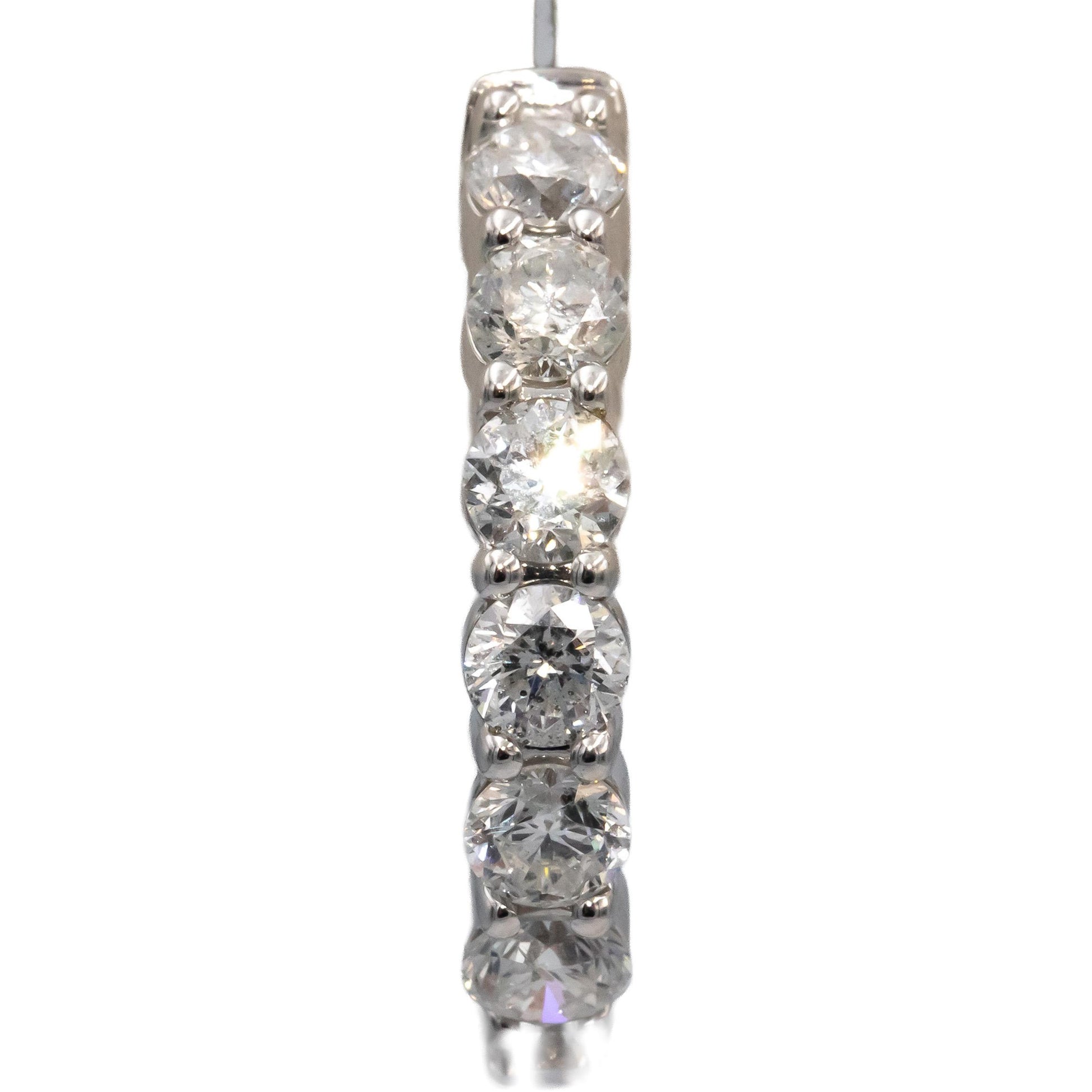 Round Diamond 14k White Gold Inside Out Circle Hoop Earrings 5.0CT