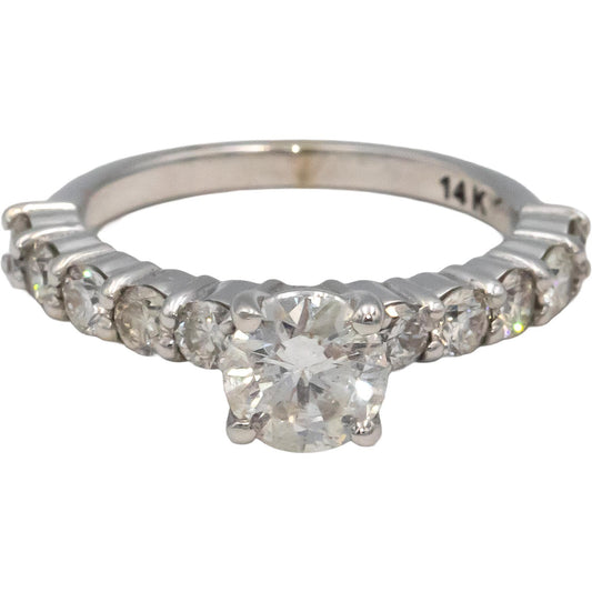 14k White Gold Round Diamond Engagement Ring 1.20CT w/ 0.70CT Center Size 4.75