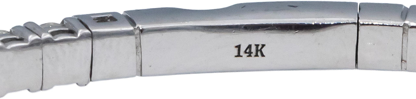 14k White Gold Round Diamond Flexible Bangle Bracelet 4.50CT