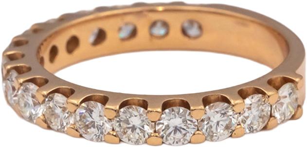 18k Yellow Gold VS Round Diamond Half Eternity Band Ring 1.49CT Size 6.75