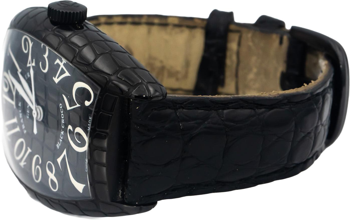 FRANCK MULLER Cintree Curvex "Black Croco" PVD Automatic Watch w/ Box & Papers