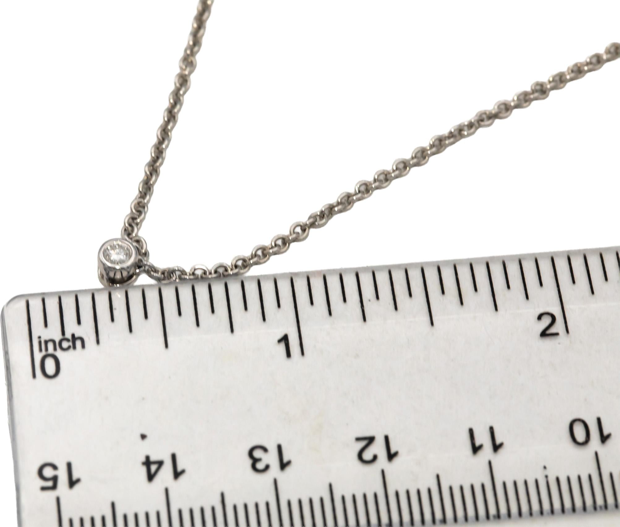 14k White Gold VS Round Bezel Set Diamond Solitaire Pendant Necklace 0.10CT