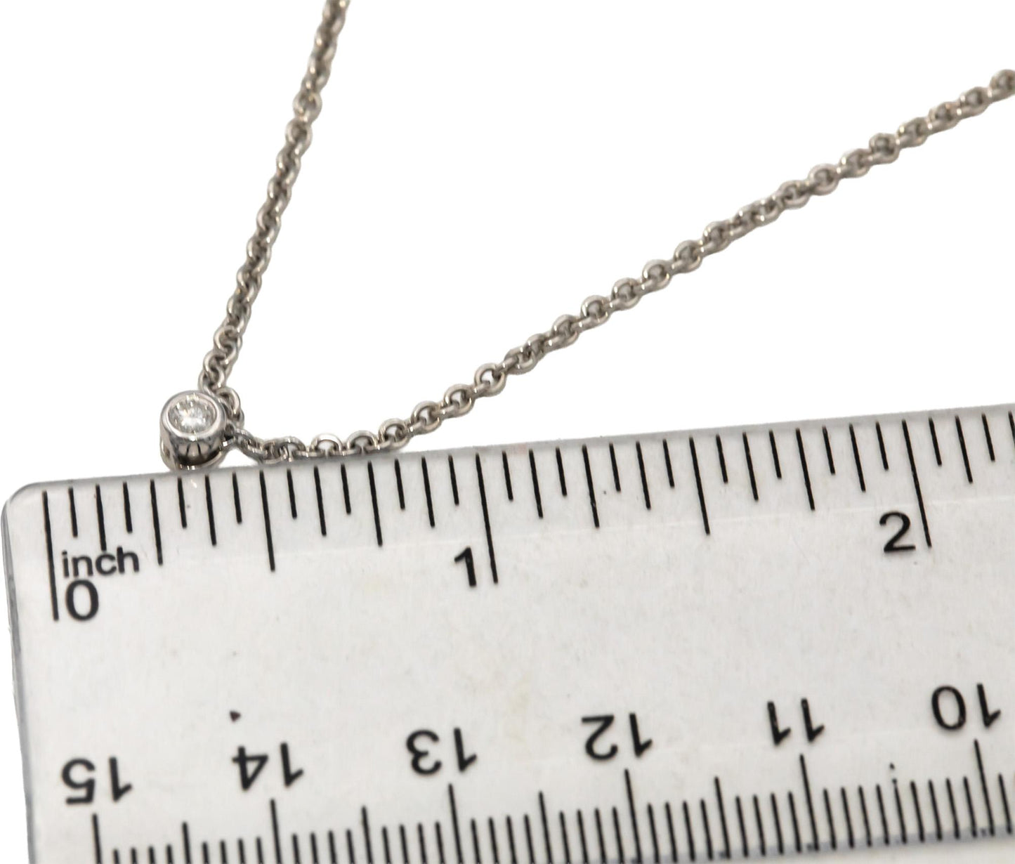 14k White Gold VS Round Bezel Set Diamond Solitaire Pendant Necklace 0.10CT