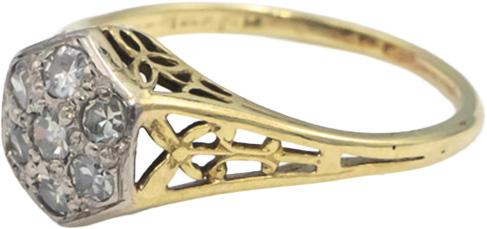 Vintage Antique 14k Yellow & White Gold VS Single Cut Diamond Ring 0.30CT Size 6