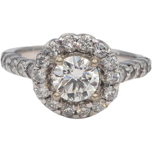14k White Gold Round Diamond Halo Engagement Ring 1.91CT w/ 0.91CT Center Size 7