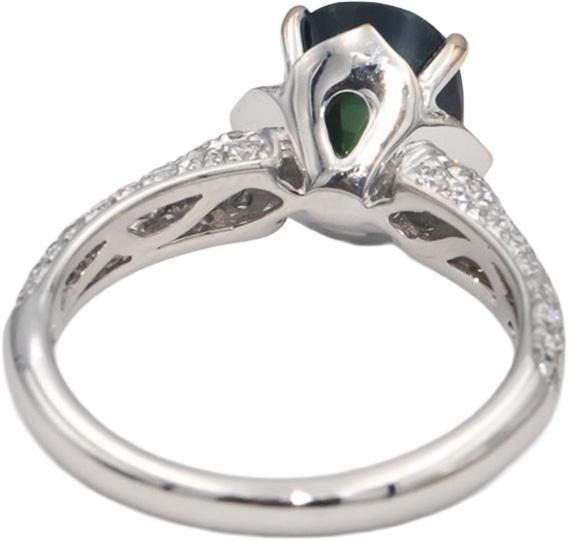 18k White Gold Oval Tourmaline & Round Diamond Cocktail Ring 3.24CT Size 6.5