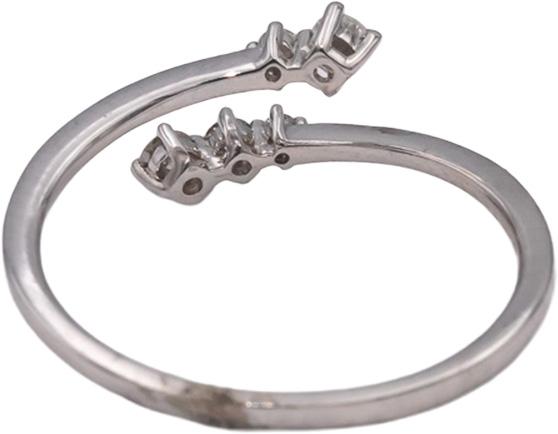 18k White Gold Round Diamond Wrap Around By Pass Ring 0.15CT Size 7.5