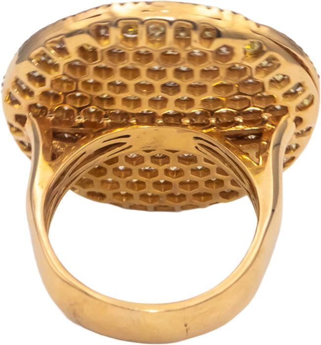 18k Rose Gold Round White Fancy Yellow Diamond Cocktail Ring 4.0CTW Size 9