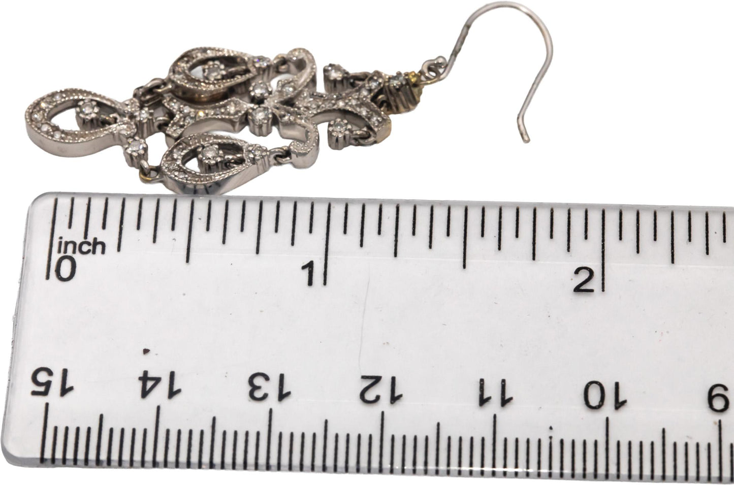 14k White Gold Round Diamond Drop Dangle Earrings 0.45CT