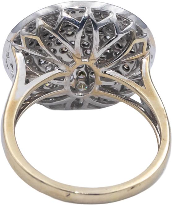14k White Gold Round Fancy & White Diamond Cluster Cocktail Ring 1.25CT Size 8.5