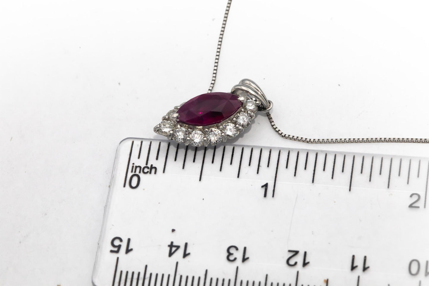 GIA Certified Platinum Burma Ruby & Diamond Pendant Necklace 3.03CT