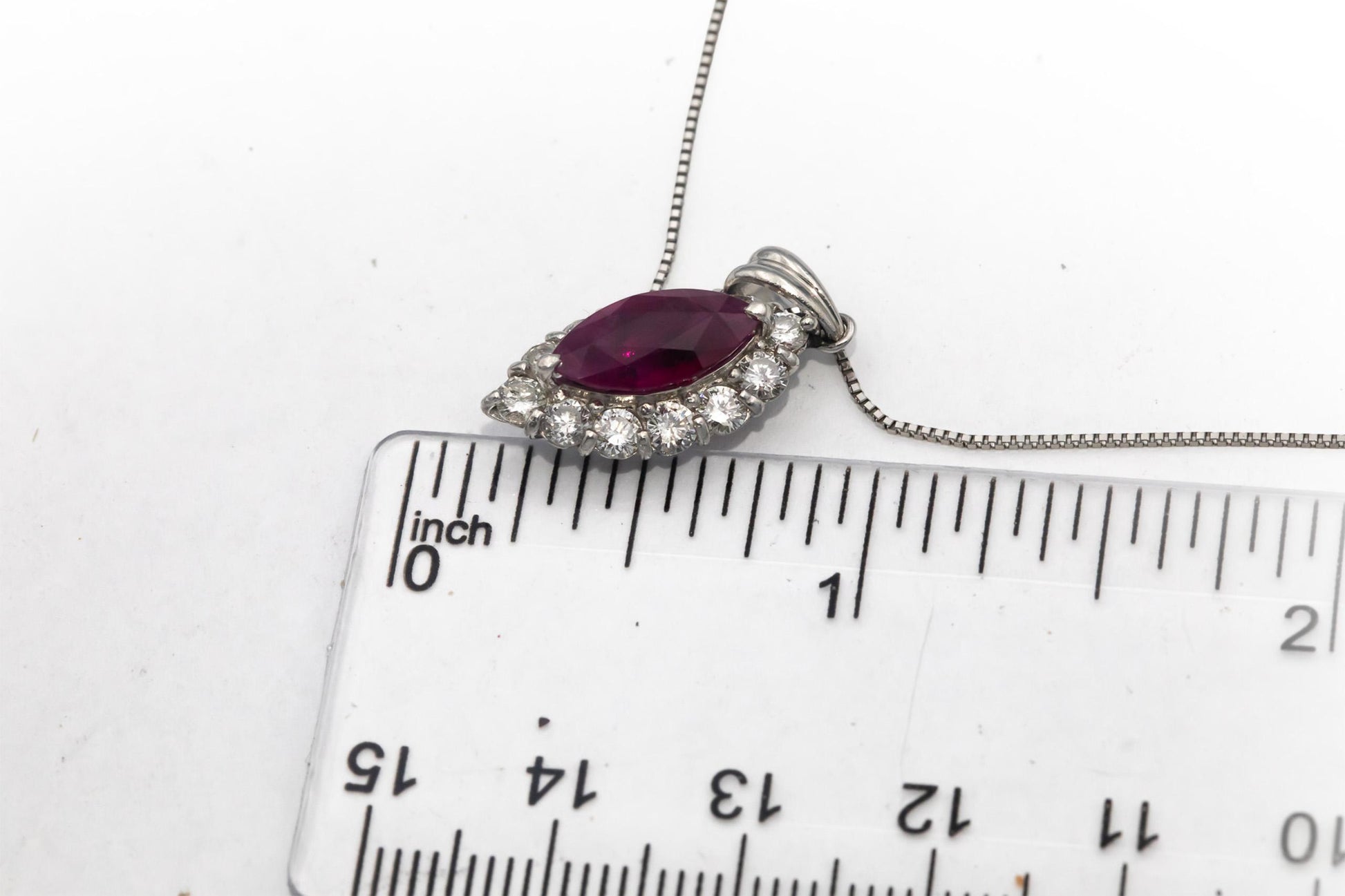 GIA Certified Platinum Burma Ruby & Diamond Pendant Necklace 3.03CT