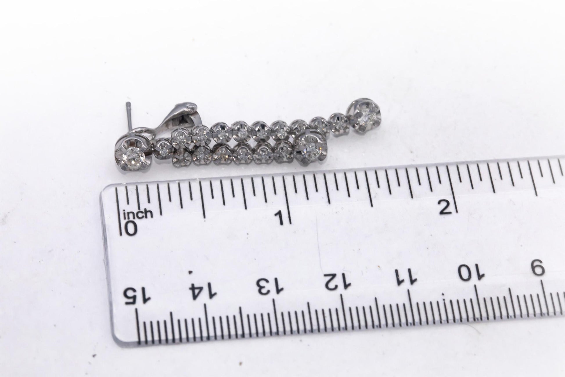 14k White Gold Round Diamond Drop Dangle Earrings 0.47CT