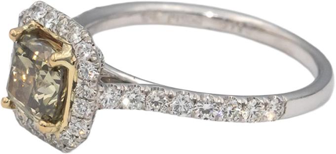 Platinum 18k Gold Cushion & Round Diamond Cocktail Ring 1.90CT w/ 1.35CT Center