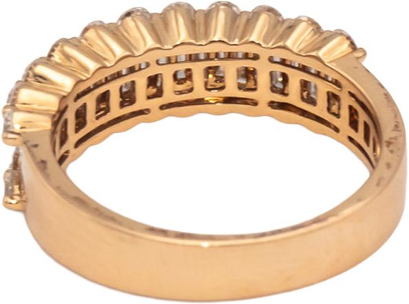 BUCHERER 18k Rose Gold VS Round & Emerald Cut Diamond Band Ring 1.50CT Size 6.5