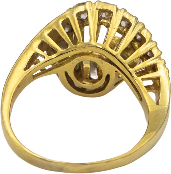 18k Yellow Gold VS Round Diamond Spiral Cocktail Ring 1.50CT Size 7.25