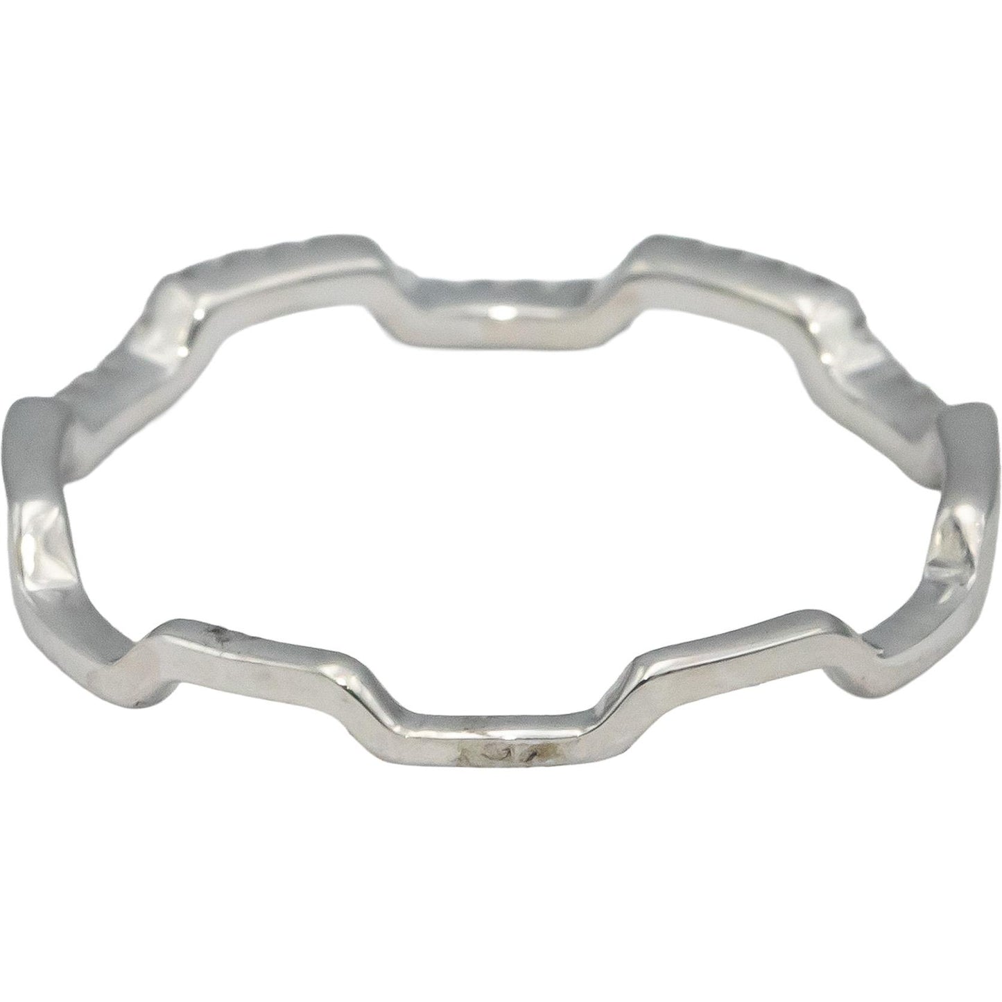 18k White Gold Round Diamond Zig Zag Stacking Band Ring 0.06CT Size 7