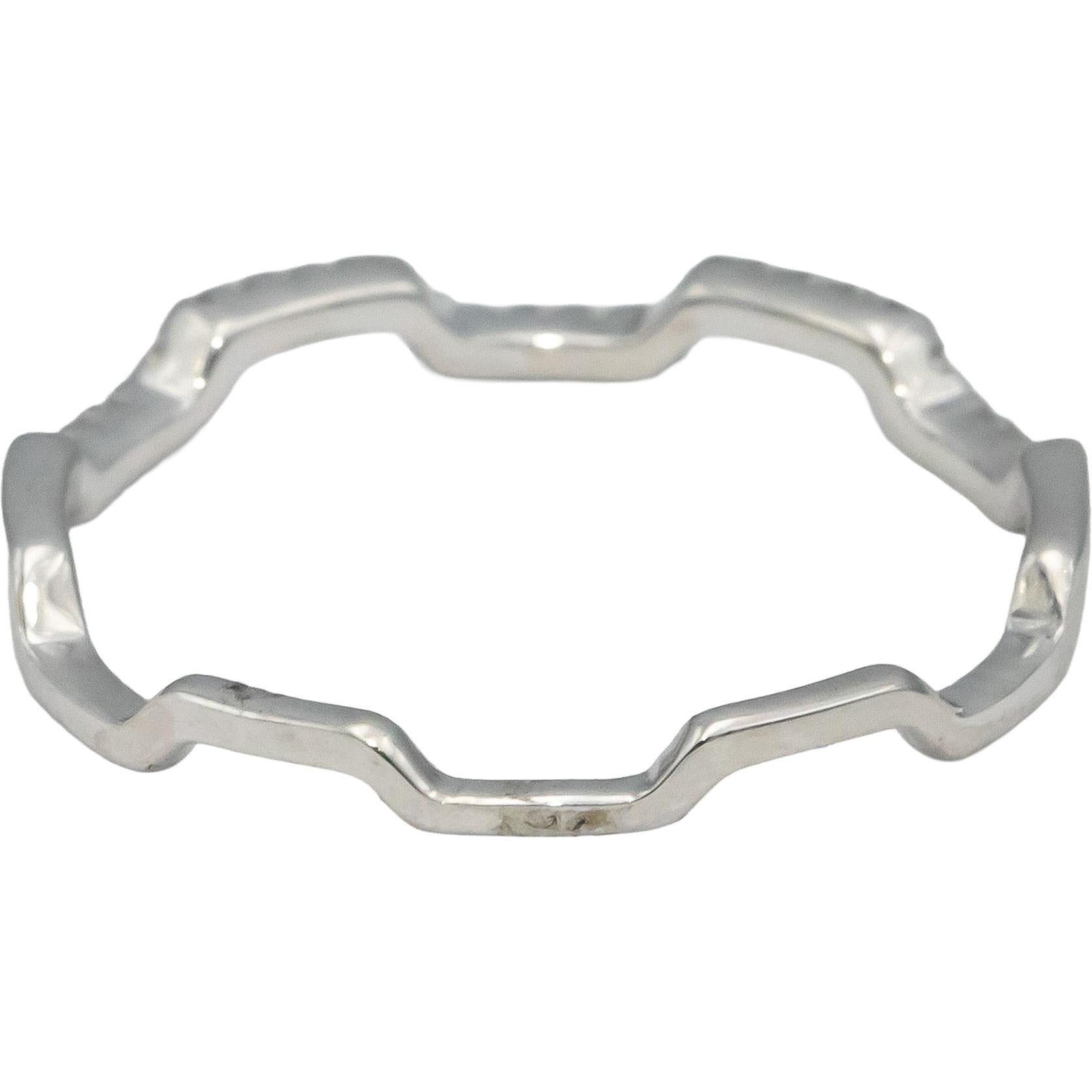 18k White Gold Round Diamond Zig Zag Stacking Band Ring 0.06CT Size 7