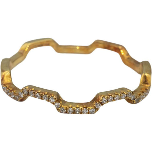 18k Yellow Gold Round Diamond Zig Zag Stackable Band Ring 0.06CT Size 7.25