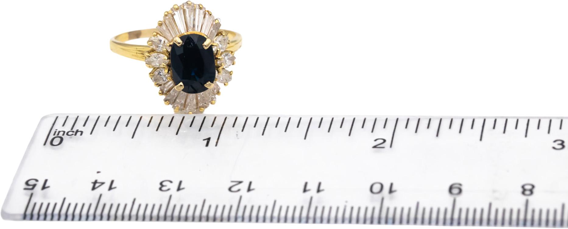 18k Yellow Gold Blue Sapphire and Diamond Halo Ring 3.0CTW Size 9