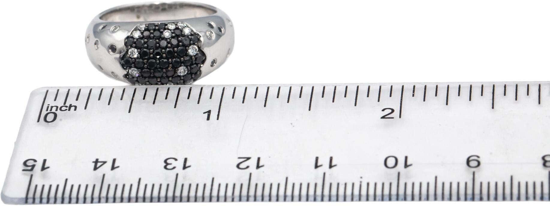 14k White Gold Round White & Black Diamond Cluster Band Ring 0.70CT Size 6.5