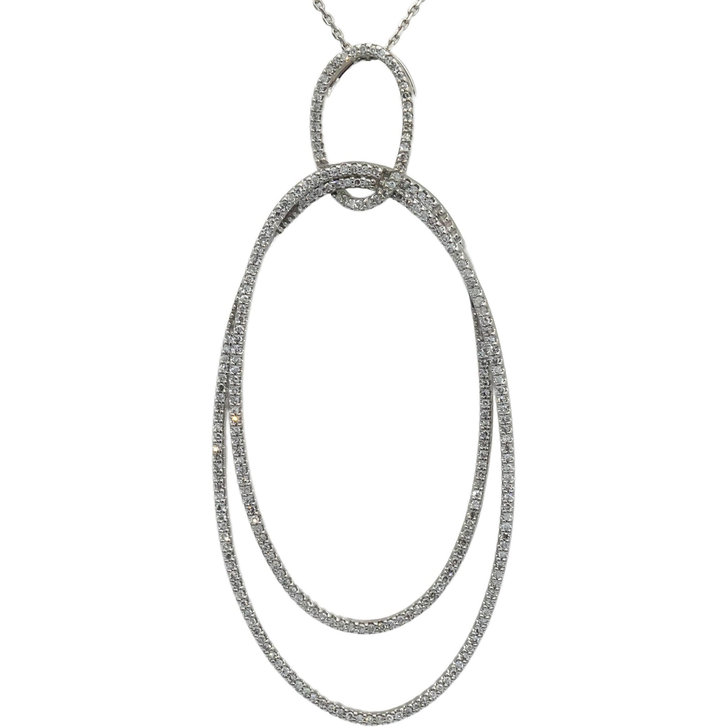 VERA WANG LOVE 10k White Gold Round diamond Oval Hoops Pendant Necklace 0.75CT