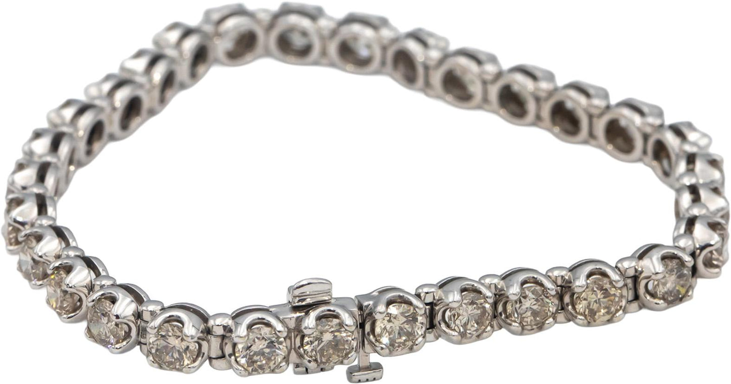 10k White Gold Round Diamond Tennis Bracelet 10.0CT