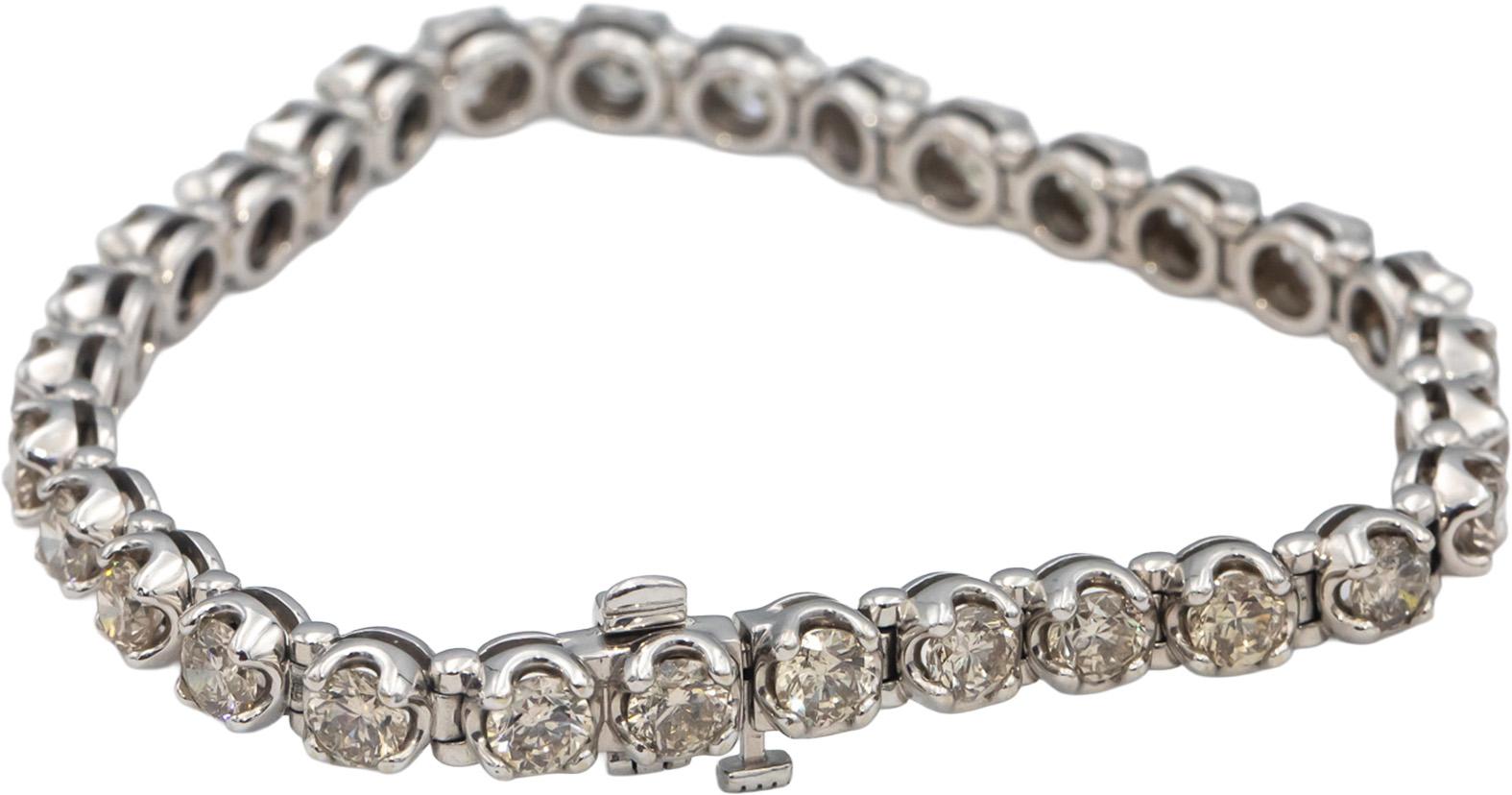 10k White Gold Round Diamond Tennis Bracelet 10.0CT