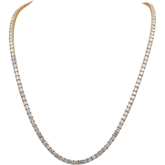 14k Yellow Gold VS Round Diamond Tennis Necklace 21.0CT