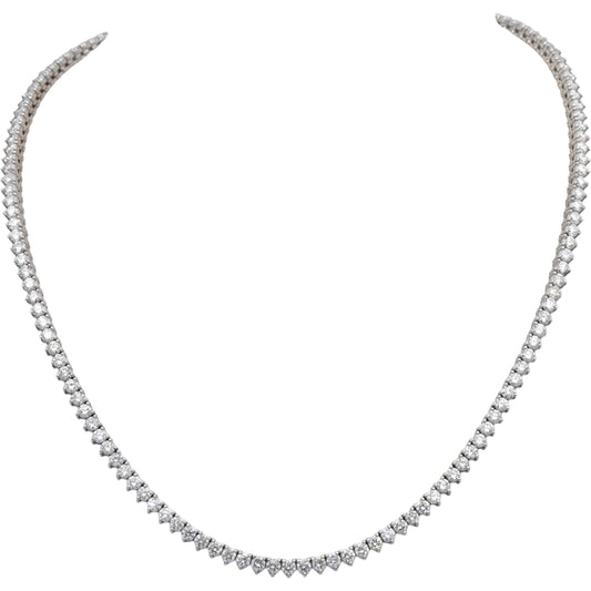 14k White Gold Round Diamond Three-Prong Tennis Necklace 11.83CT