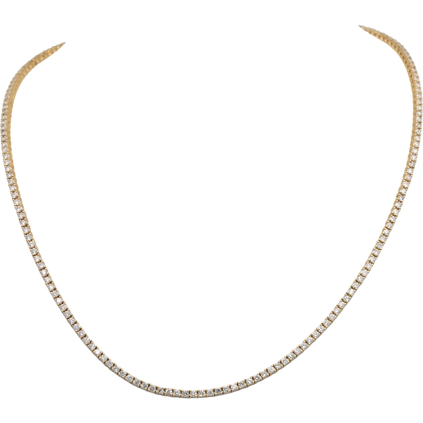 14k Yellow Gold VS Round Diamond Tennis Necklace 4.41CT