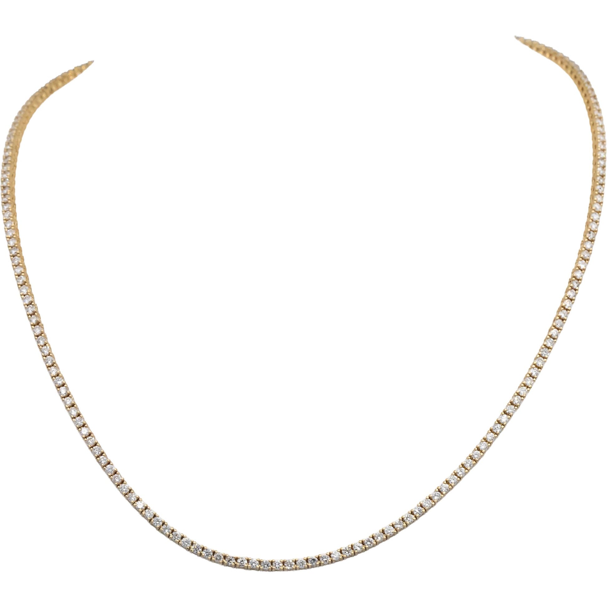 14k Yellow Gold VS Round Diamond Tennis Necklace 4.41CT