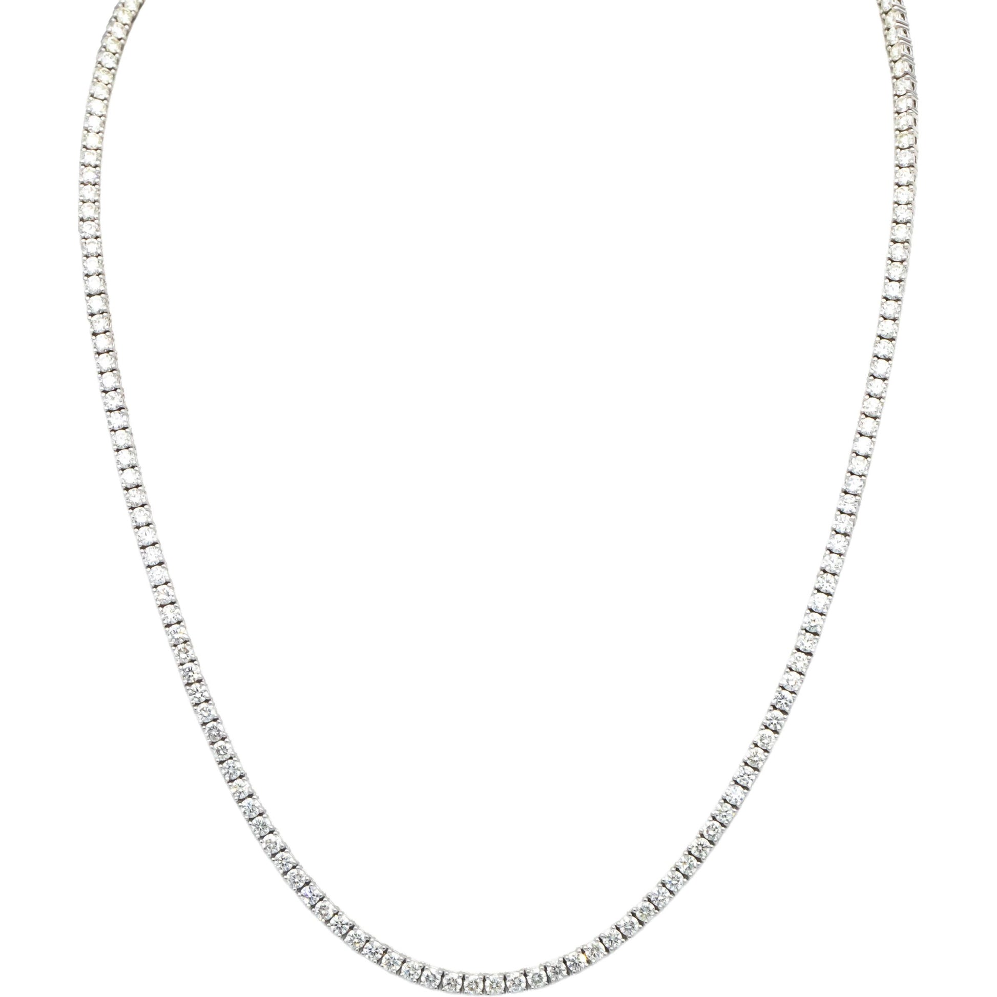 18k White Gold VS Round Diamond Tennis Necklace 10.25CT
