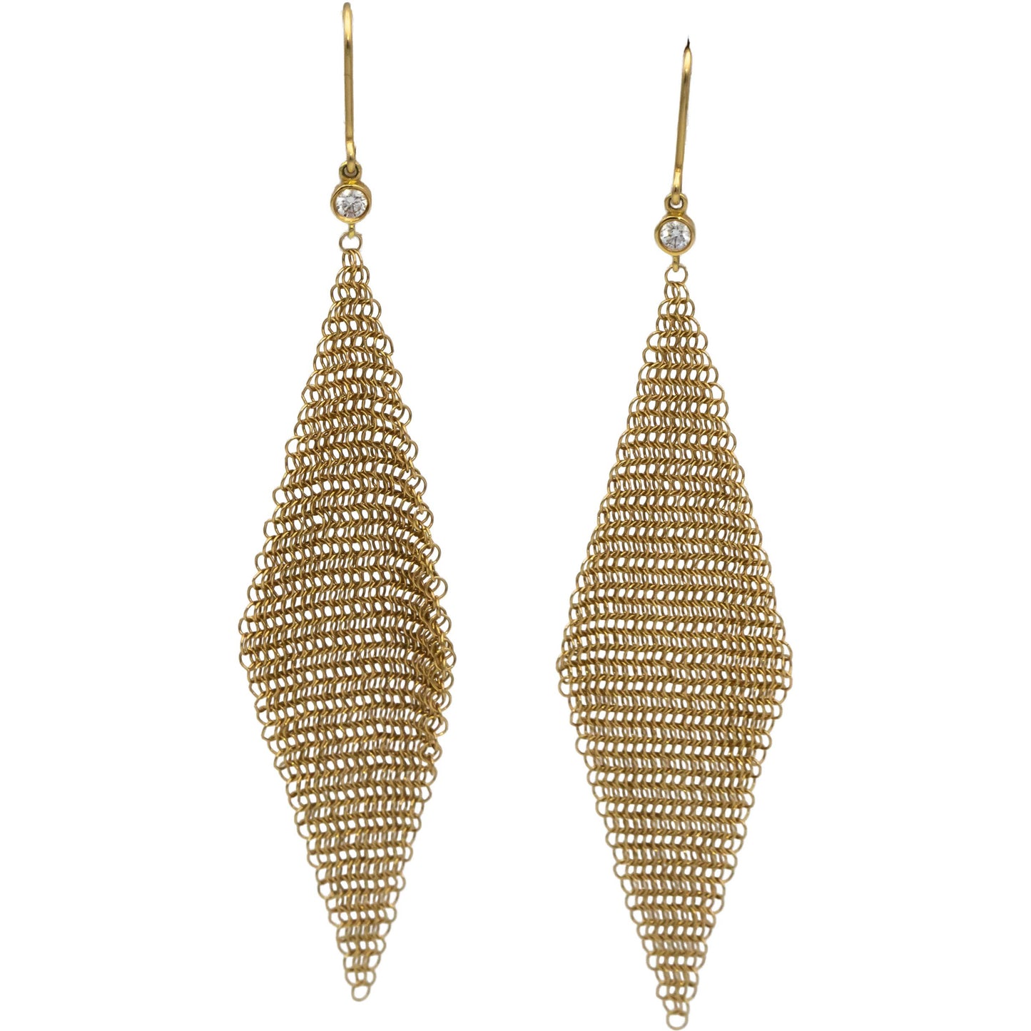 TIFFANY & CO. 18k Gold Diamond Elsa Peretti Mesh Earrings .10CT $3200.00 Retail