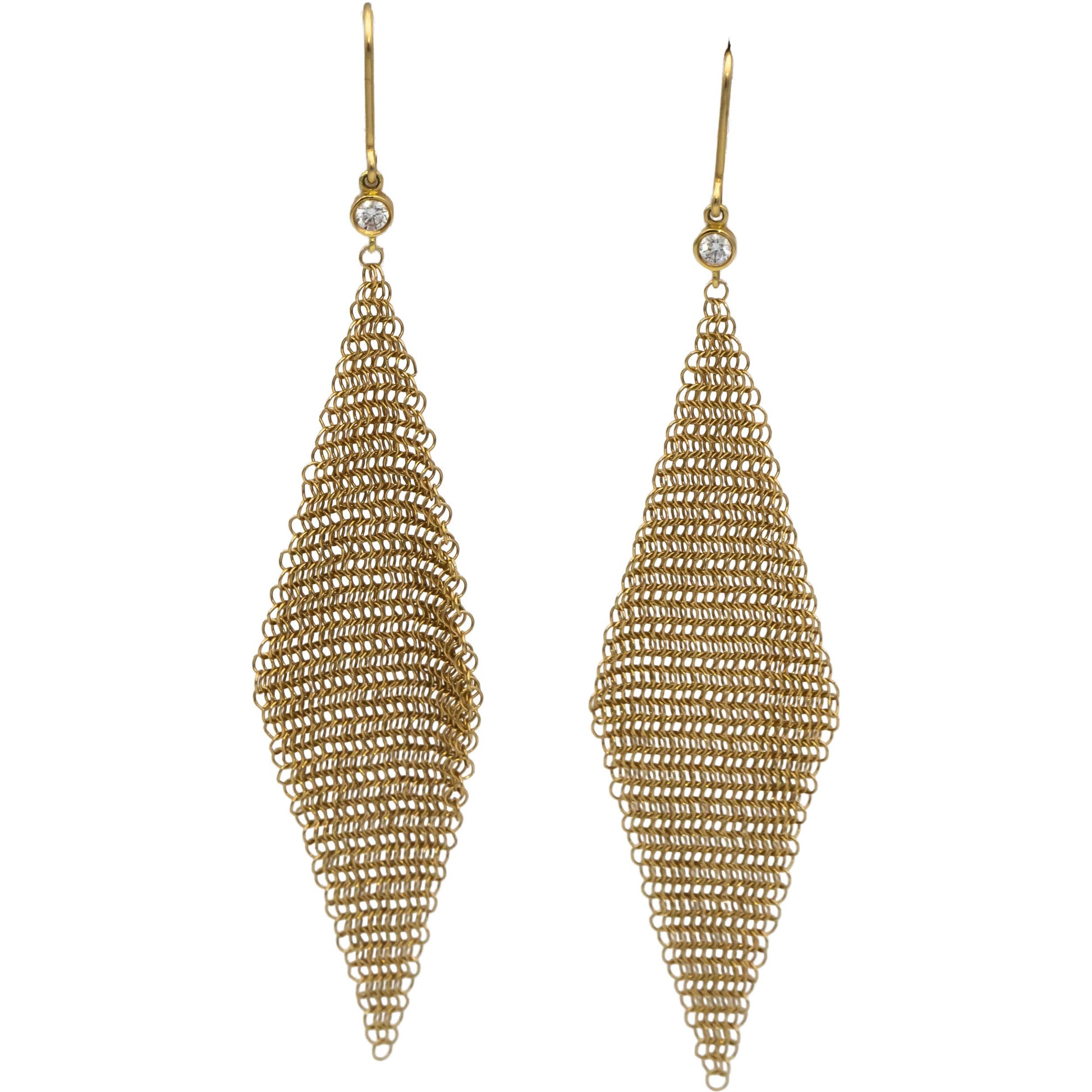 TIFFANY & CO. 18k Gold Diamond Elsa Peretti Mesh Earrings .10CT $3200.00 Retail