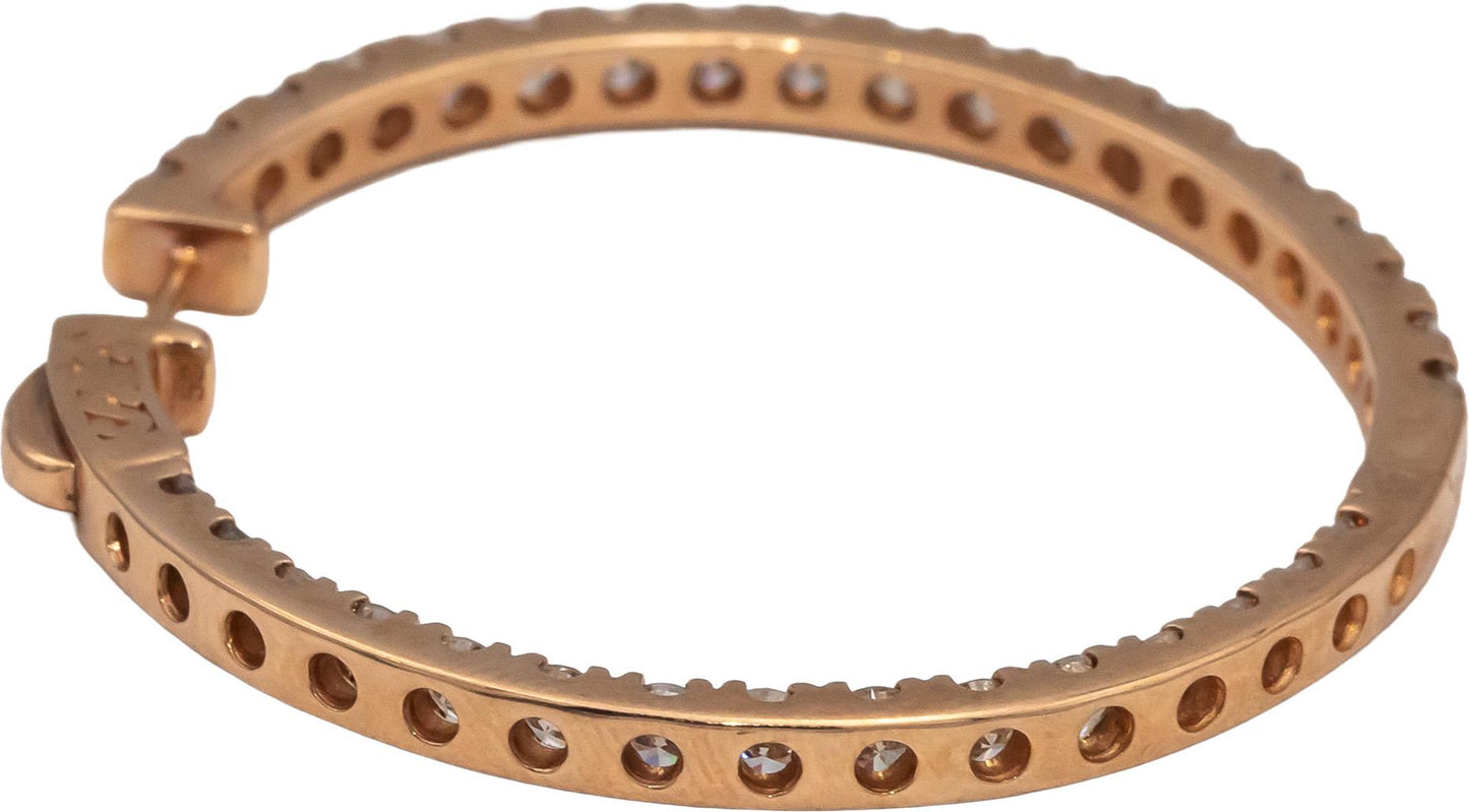 10k Rose Gold Round Diamond Inside Out Hoop Earrings 5.0CT