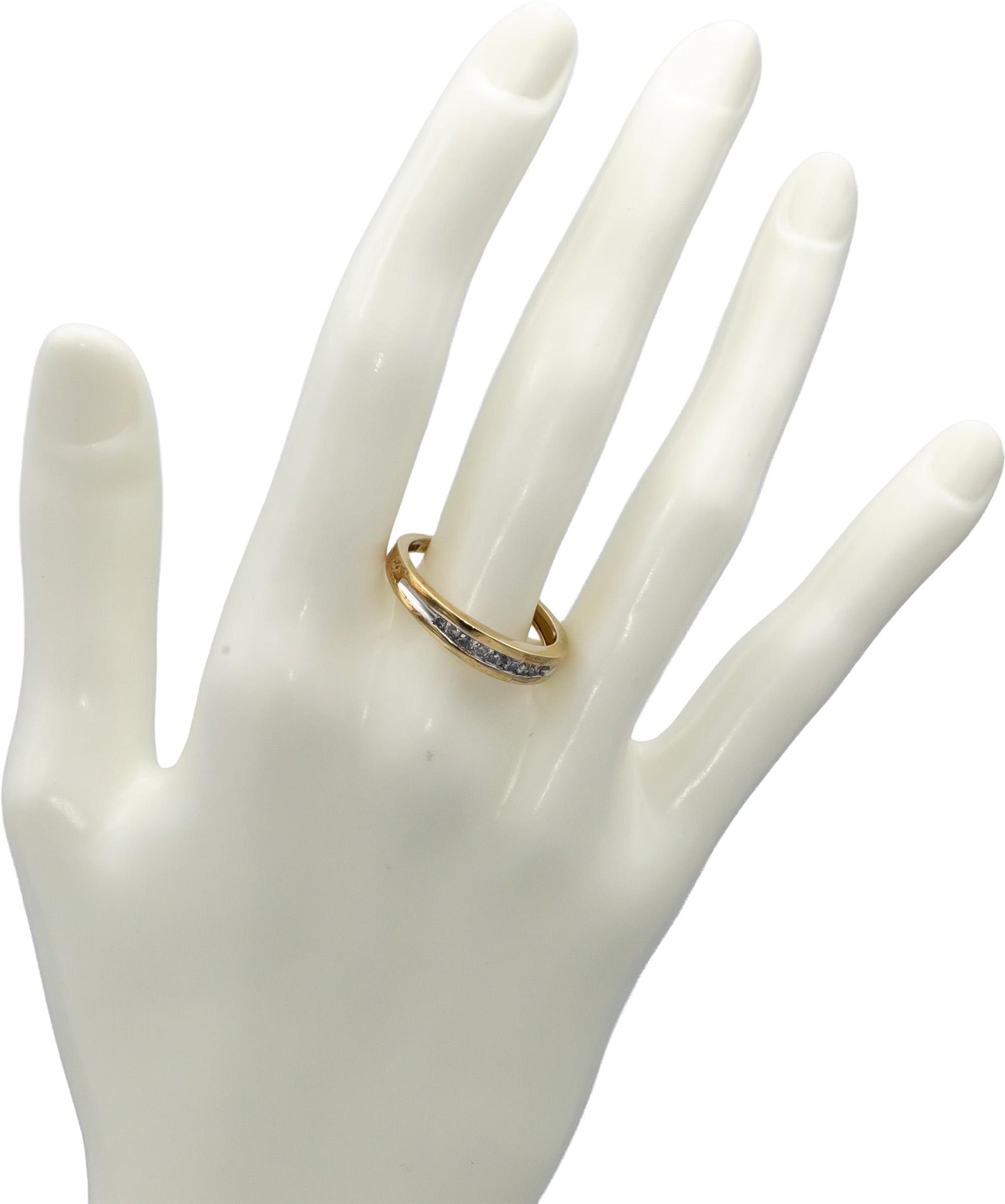 10k Yellow & White Gold Round Channel Set Diamond Band Ring 0.15CT Size 10