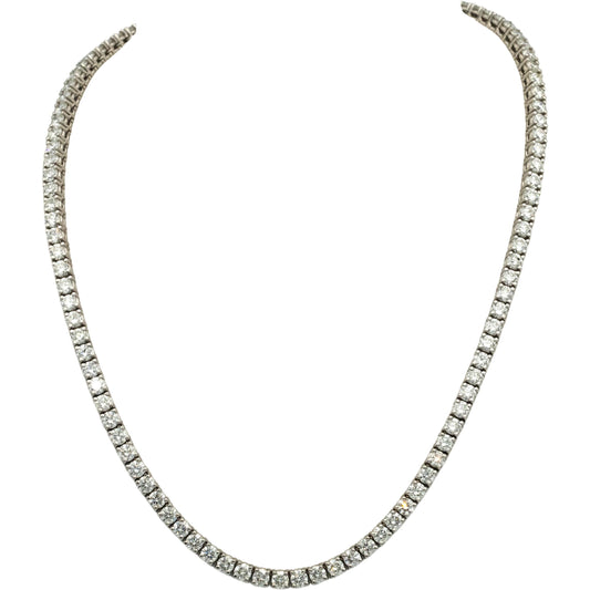 14k White Gold VS Round Diamond Tennis Necklace 27.05CT
