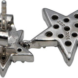 10k White Gold Round Diamond Cluster Drop Dangle Star Earrings 1.0CT
