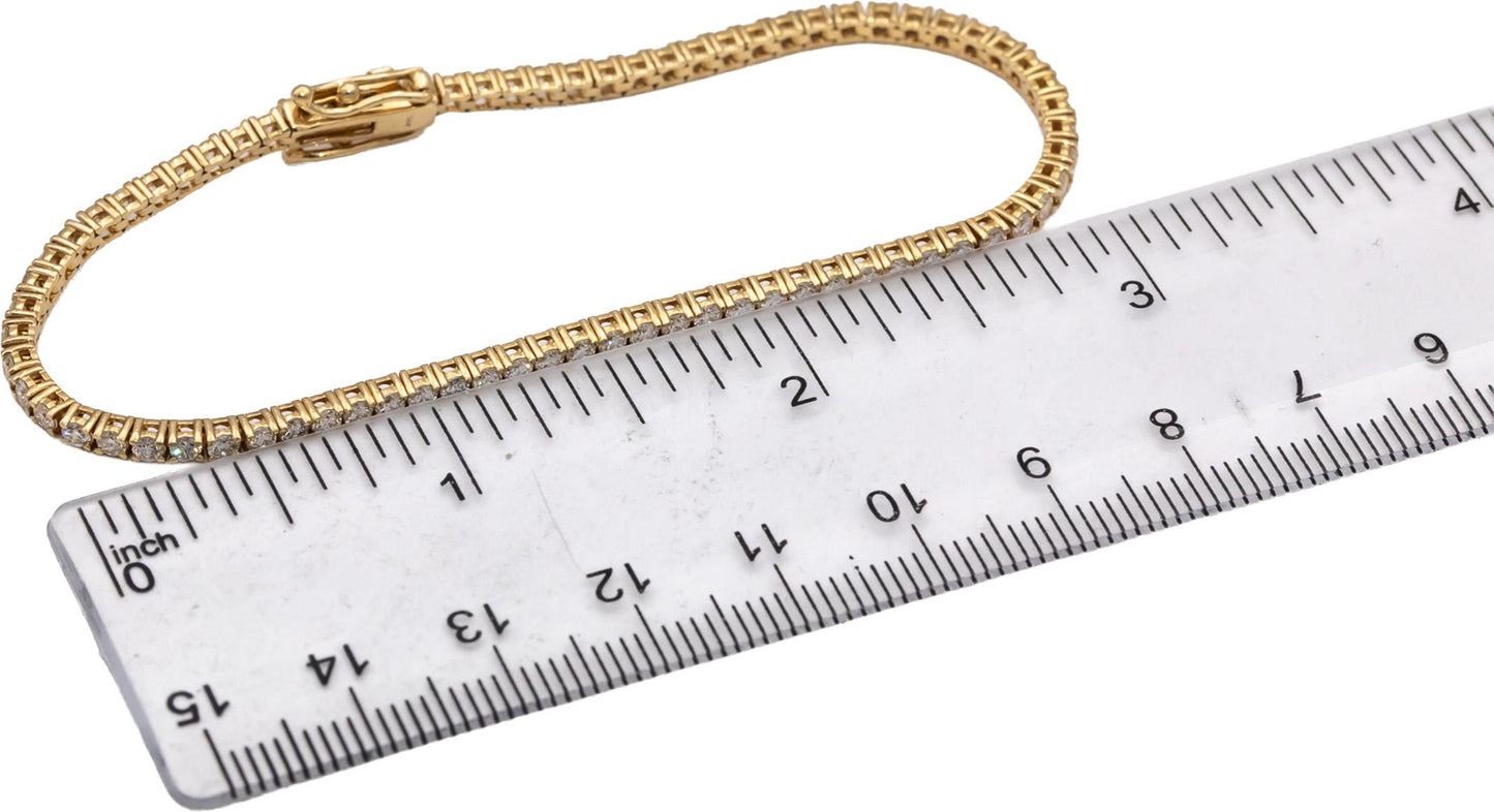 14k Yellow Gold VS Round Diamond Tennis Bracelet 2.95CT