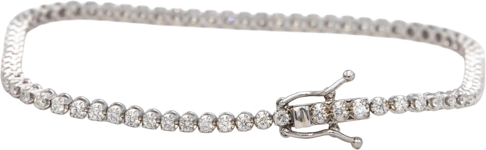 14k White Gold VS Round Diamond Tennis Bracelet 1.30CT